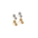 Brinco duo flor com diamante