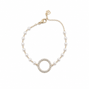 Pulseira de pérola com disco de zircônias