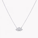 Colar aço e zircônias flor de lótus