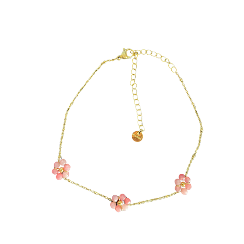 Pulseira Pé Aço Flores