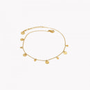 Pulseira de pé aço com pendentes redondos