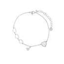 Pulseira de pé em aço corações