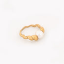 Anel em aço torcido pérola