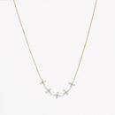 Colar aço com flores com brilhantes