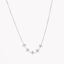 Colar aço com flores com brilhantes