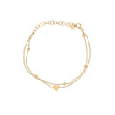 Pulseira em aço com coração e bolinhas