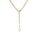 Colar aço malha longa pérola